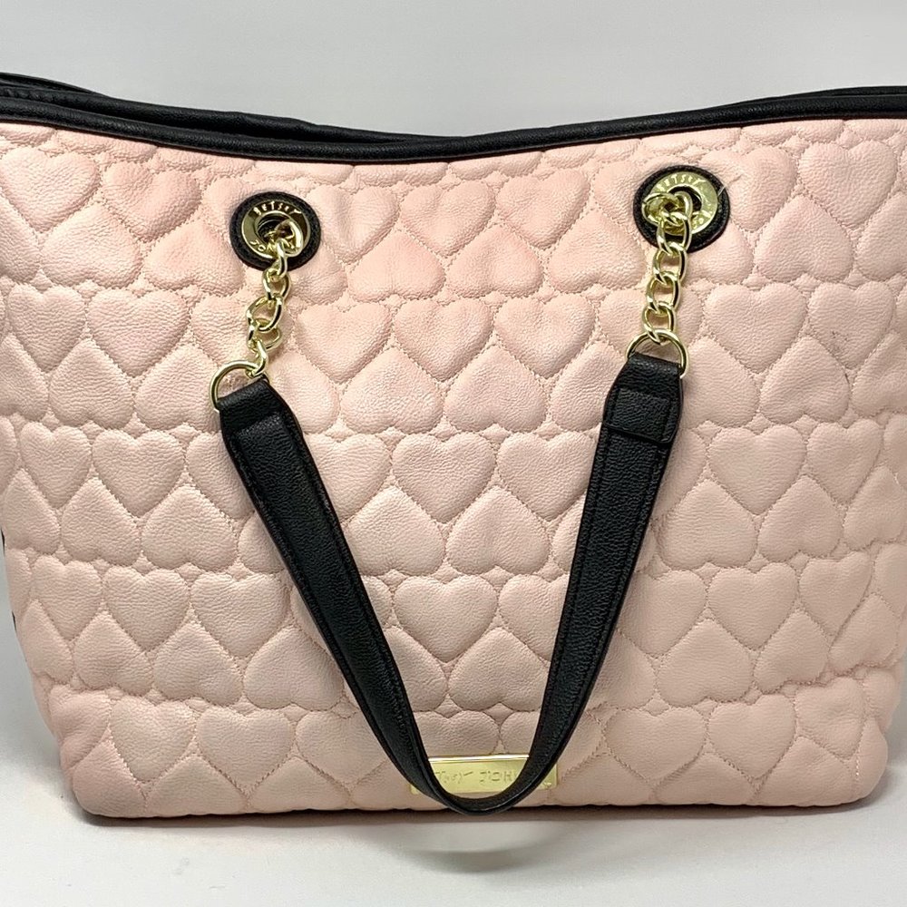BETSY JOHNSON Tote Handbag w/ Makeup Bag (lt pink) - Picture 4 of 8